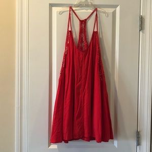 Red Flounce Swing Dress